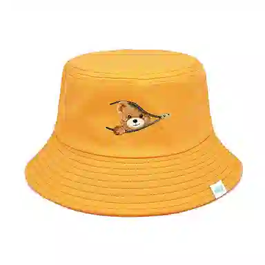 心水好物 韩式印花小熊卡通盆帽可爱日常通勤遮阳帽防晒出街 棉  渔夫帽 男女同款情侣款