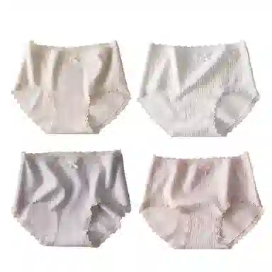 兰缪 纯棉抑菌无侧缝运动更舒适轻柔浪漫提花随意拉伸高回弹力蕾丝边马克龙色系学生韩式潮流内裤 女款