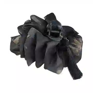 蒙妮 新中式复古气质云朵网纱流苏抓夹 树脂 布艺 发夹 女款