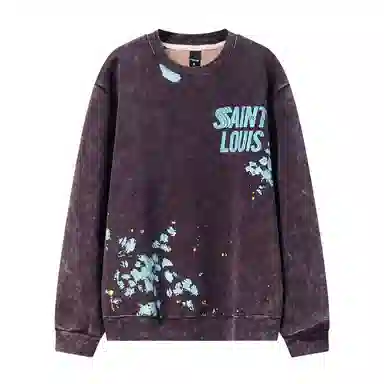 乱步 美式字母重磅圆领水洗做旧高街潮牌百搭卫衣 男女同款