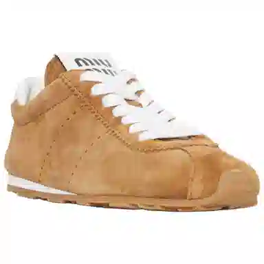 Miu Miu Plume Suede Low Sneakers Brown