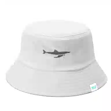 心水好物 简约时尚卡通鲨鱼刺绣百搭户外钓鱼防紫外线太阳帽 棉  渔夫帽 男女同款情侣款