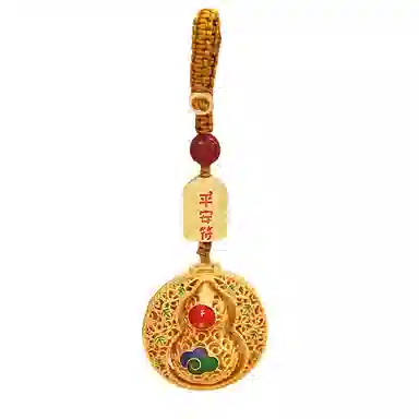 千桐 葫芦平安符新中式复古国风圆形平安行李箱书背包挂饰好运 合金 挂件 男女同款情侣款