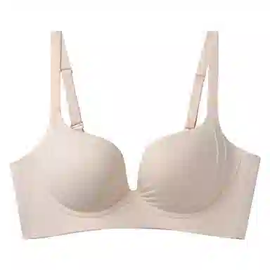 二三二三 法式慵懒知性风透气内衣柔软抑菌舒适亲肤胸罩聚拢防下垂高级感美背无痕简约时尚无钢圈可调节肩带 文胸 女款