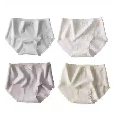 兰缪 纯棉抑菌无侧缝运动更舒适轻柔浪漫提花随意拉伸高回弹力蕾丝边马克龙色系学生韩式潮流内裤 女款