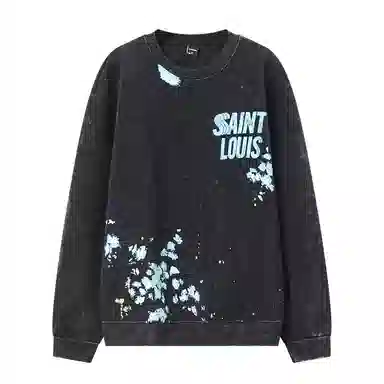 乱步 美式字母重磅圆领水洗做旧高街潮牌百搭卫衣 男女同款