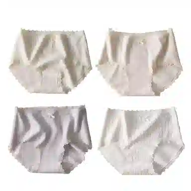 兰缪 纯棉抑菌无侧缝运动更舒适轻柔浪漫提花随意拉伸高回弹力蕾丝边马克龙色系学生韩式潮流内裤 女款