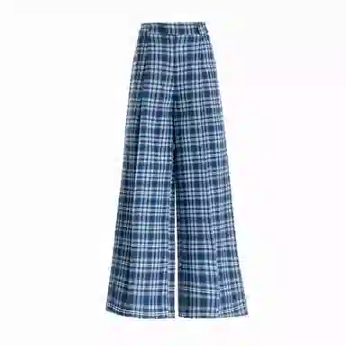 兰缪 美式复古立体格子宽松阔腿垂感显瘦百搭慵懒街头日常松弛感 休闲裤 女款