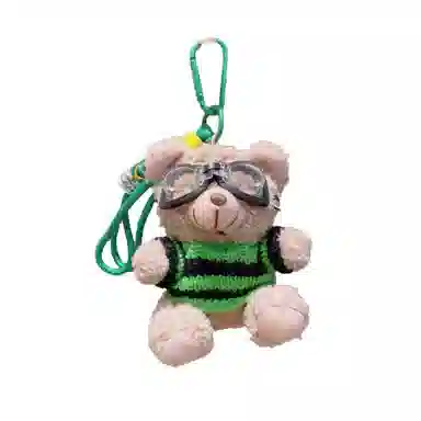 祎步康 卡通潮酷眼镜小熊钥匙链书包可爱包包公仔挂饰 毛绒 挂件 男女同款情侣款