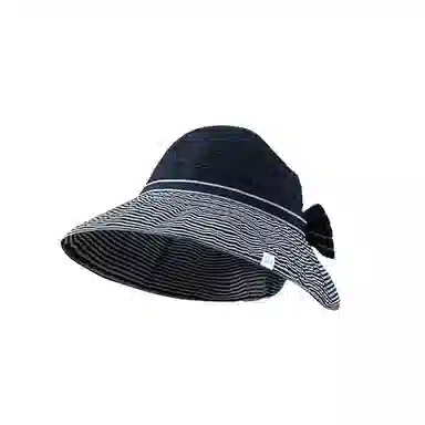 心水好物 夏季条纹空顶大檐蝴蝶结透气太阳帽徒步海滩度假休闲高颜值#好运 聚酯纤维  渔夫帽 女款