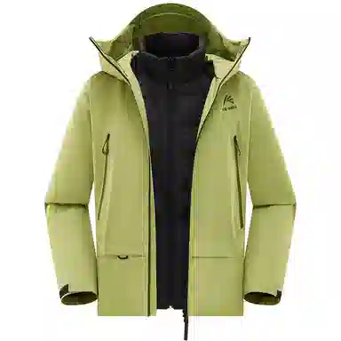 鸭鸭  冰壳系列 山系户外工装三合一四季外套时尚百搭宽松休闲连帽  耐磨透气防水防风防雨冲锋衣 男女同款