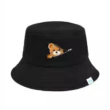 心水好物 韩式印花小熊卡通盆帽可爱日常通勤遮阳帽防晒出街 棉  渔夫帽 男女同款情侣款