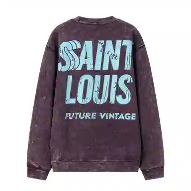 乱步 美式字母重磅圆领水洗做旧高街潮牌百搭卫衣 男女同款