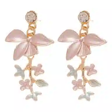 澜耀 春光烂漫超仙甜美花瓣耳坠 小众设计高级感温柔日常百搭耳饰 合金 耳环 女款