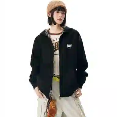 【回潮格纹】布客行 复古港风美式高街可拆卸胸针设计学院连帽落肩口袋拉链青少年开衫宽松休闲舒适百搭华棉长袖外套卫衣 男女同款