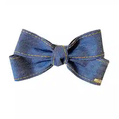 千桐 韩系时髦牛仔蝴蝶结飘带鸭嘴夹气质后脑勺盘发大号抓夹#好运 聚酯纤维 发夹 男女同款情侣款