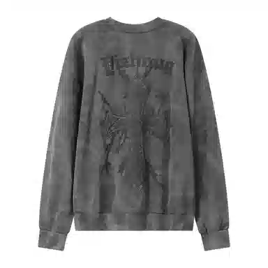 乱步 美式街头水洗做旧渐变字母刺绣圆领潮牌嘻哈宽松套头上衣卫衣 男女同款