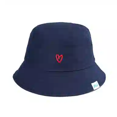 心水好物 户外休闲运动防晒遮阳太阳帽日系纯色简约爱心刺绣 棉   渔夫帽 男女同款情侣款