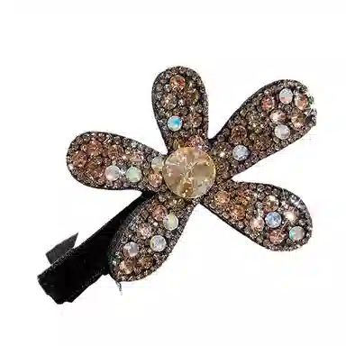 千桐 花朵丝绒鸭嘴夹韩版轻奢百搭时尚刘海#好运 塑料 发夹 女款