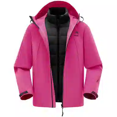 鸭鸭  冰壳系列 纯色户外三合一四季外套时尚百搭连帽夹克  防水防风透气耐磨保暖防雨冲锋衣 男女同款