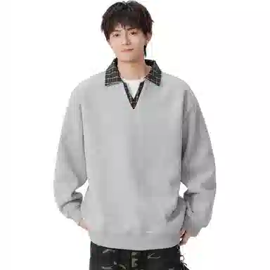 童先森 翻领套头日系复古潮牌卫衣 男款
