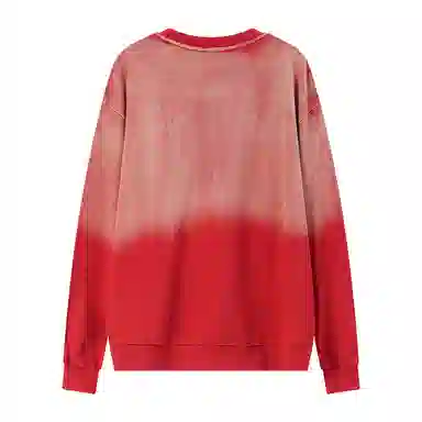 乱步 美式街头水洗做旧渐变字母刺绣圆领潮牌嘻哈宽松套头上衣卫衣 男女同款