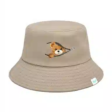 心水好物 韩式印花小熊卡通盆帽可爱日常通勤遮阳帽防晒出街 棉  渔夫帽 男女同款情侣款