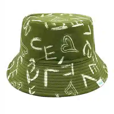 心水好物 字母印花涂鸦潮人小众设计轻奢感高顶显脸小街头潮流 棉  渔夫帽 男女同款情侣款