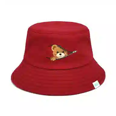 心水好物 韩式印花小熊卡通盆帽可爱日常通勤遮阳帽防晒出街 棉  渔夫帽 男女同款情侣款