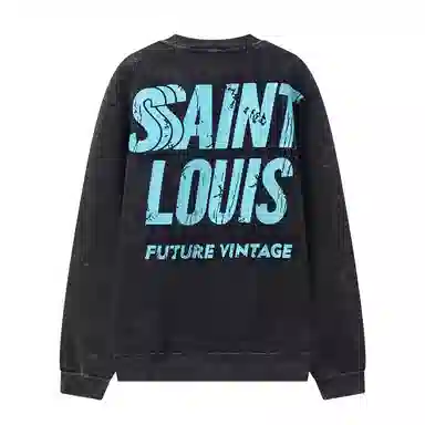 乱步 美式字母重磅圆领水洗做旧高街潮牌百搭卫衣 男女同款