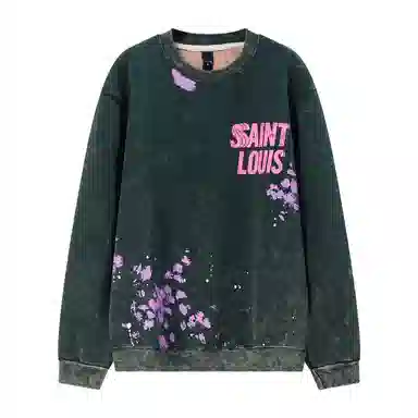 乱步 美式字母重磅圆领水洗做旧高街潮牌百搭卫衣 男女同款
