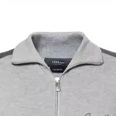 Versace Logo Embroidered Zip Jacket