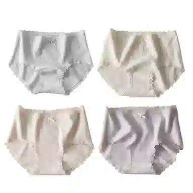 兰缪 纯棉抑菌无侧缝运动更舒适轻柔浪漫提花随意拉伸高回弹力蕾丝边马克龙色系学生韩式潮流内裤 女款