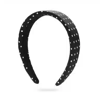 如花梦 复古风 黑白小圆点高颅顶不勒发高级感压发发带 布艺 发箍 女款