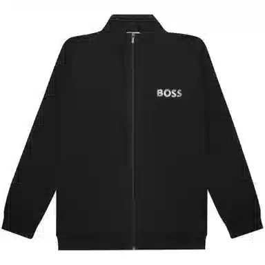 HUGO BOSS Logo Print Zip Jacket Black