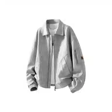 顶峰保罗 美式潮牌翻领麂皮绒工装上衣无性别主义直筒纯色高街宽松大码休闲高级感百搭长袖飞行夹克 男女同款