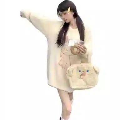 欧迪芬 秋冬设计感圆领小众宽松慵懒风软糯毛衣 女款