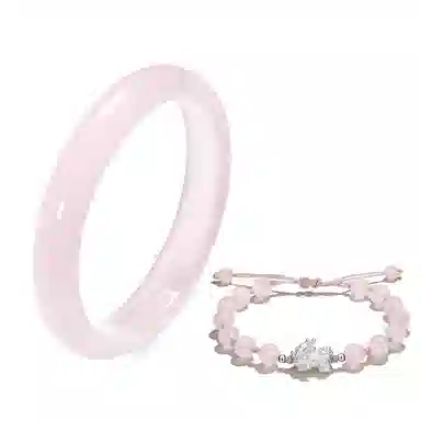 女友柒夕限定周年礼盒 琉堇 招财纳福吞金兽财源滚滚叠戴叮当镯 国风汉服旗袍少女粉玉镯 古风显白水润透亮贵妃镯#好运 琉璃 手镯 女款