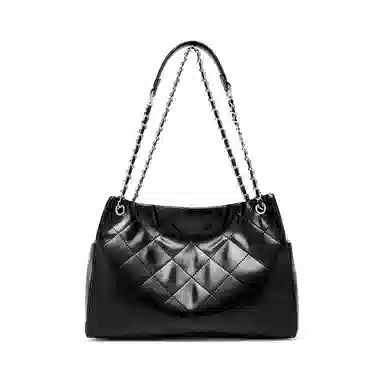 红蜻蜓 菱格链条腋下包时尚潮流 合成革 单肩包 常规 男女同款情侣款 黑色