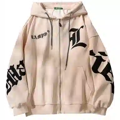 乱步 哥特刺绣拉链带帽衫开衫外套秋冬季款卫衣 男女同款