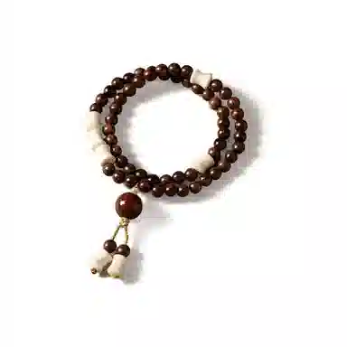 郁馨 双圈典雅竹节珠步步高升流苏吊坠手饰 休闲盘玩民族风本命年转运考公考试上岸#好运 金丝檀木 手串 男女同款情侣款