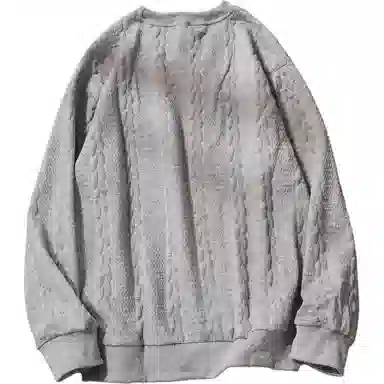 乱步 华夫格圆领秋冬季港风个性潮流宽松卫衣 男女同款