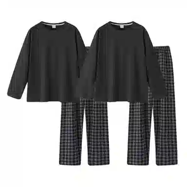 静英鸾 纯色圆领简约风休闲舒适家居服睡衣套装 男女同款