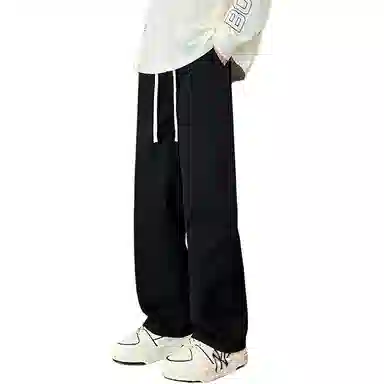 欧迪芬 基础款 宽松直筒垂感高街学院风通勤情侣百搭显高显瘦高级感休闲潮流做旧水洗抽绳褶皱舒适设计牛仔裤 男女同款