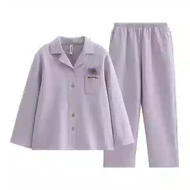 芬腾 空气棉夹层针织薄夹棉春秋款女大学生长袖长裤家居服睡衣套装 女款