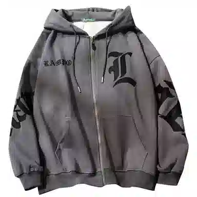 乱步 哥特刺绣拉链带帽衫开衫外套秋冬季款卫衣 男女同款