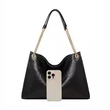 Pierre Cardin Vintage Chain Tote Bag Black Milk Tea