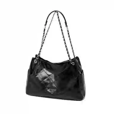 红蜻蜓 菱格链条腋下包时尚潮流 合成革 单肩包 常规 男女同款情侣款 黑色