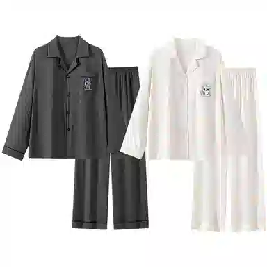 静英鸾 翻领卡通甜美风休闲舒适家居服睡衣套装 男女同款