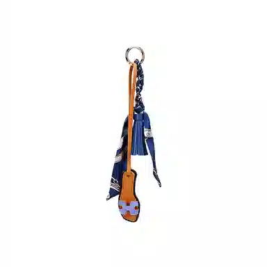 玄唐 欧美流行流苏皮革小拖鞋时尚包包挂饰韩国丝巾钥匙扣书包 丝绸 挂件 男女同款情侣款